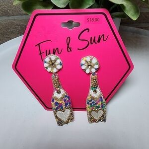 SWEET Beaded Champagne Bottle Shaped Earrings